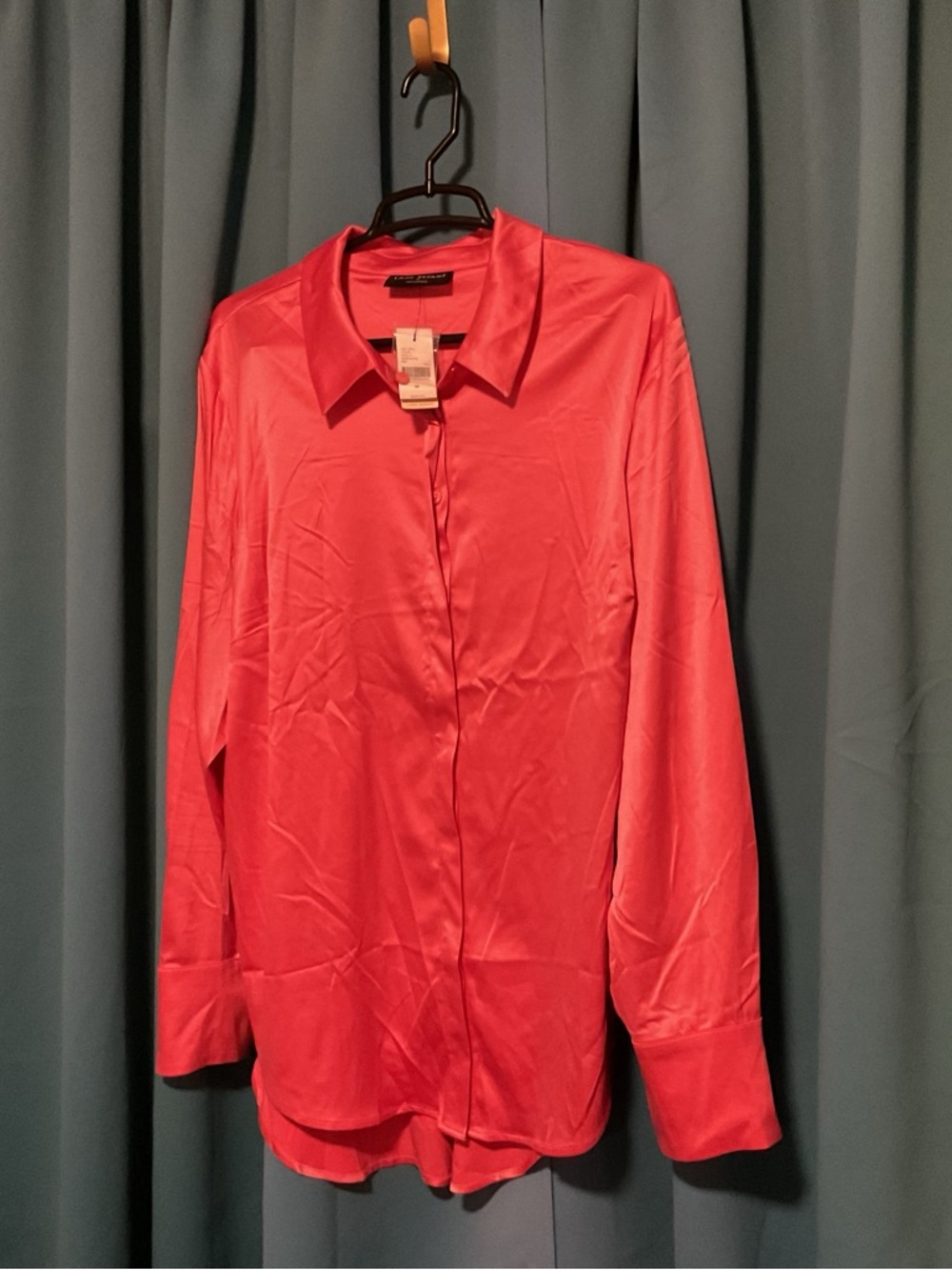 Lane Bryant Coral Satin Button-Up Top